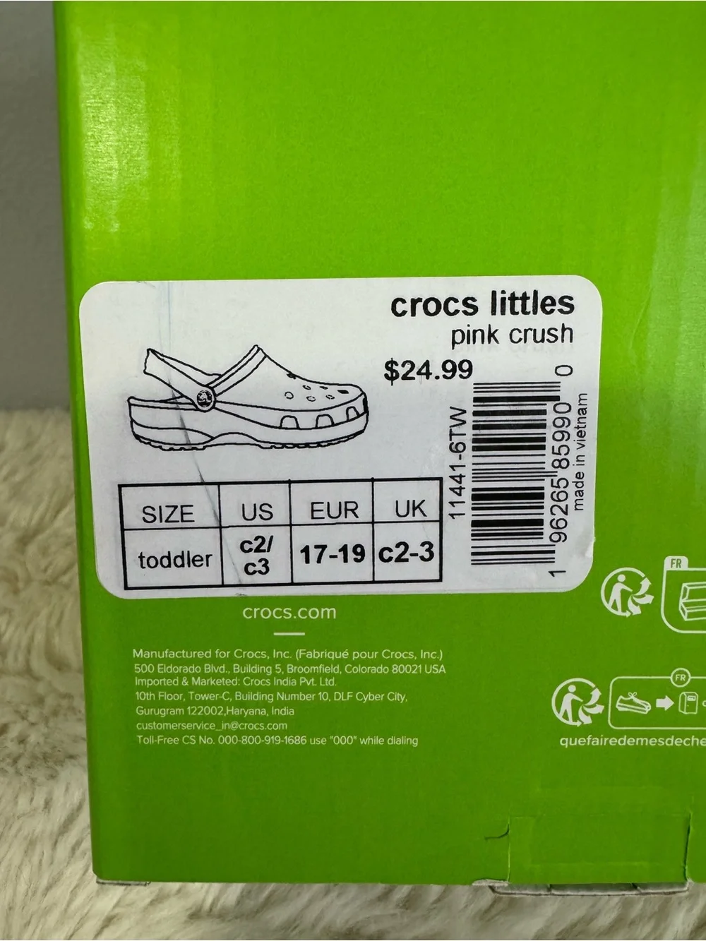 CROCS Kids Hot Pink Clog Sandals